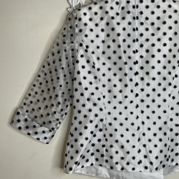 DRESSBARN COLLECTION 12 Collared Sparkly Blazer Rhinestone Clasp WHITE BLACK - Picture 14 of 16